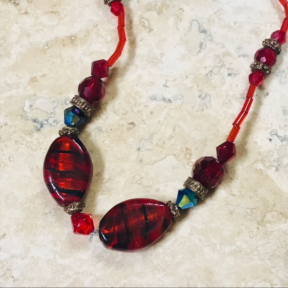 Red bead necklace chain